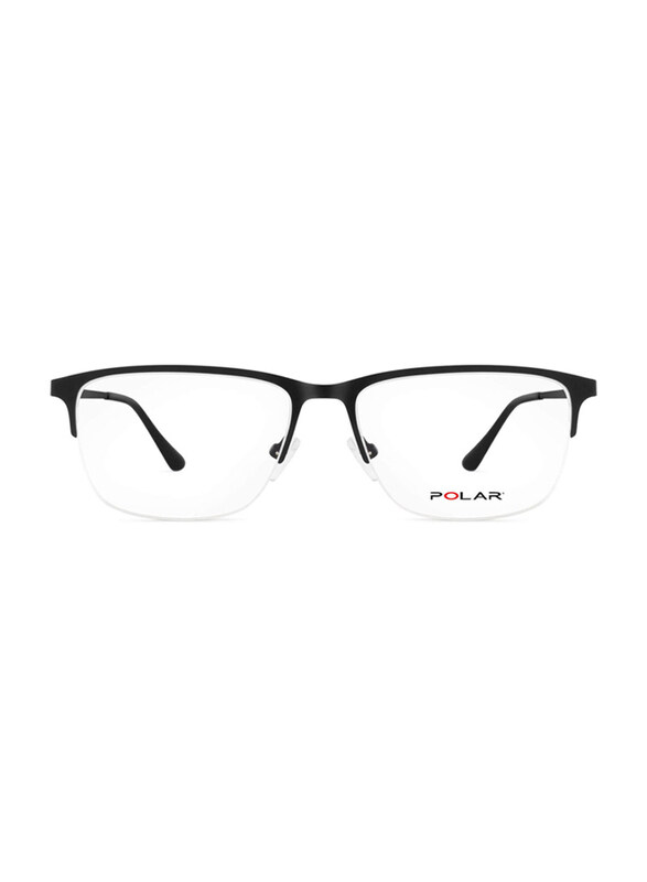 Polar Full-Rim Square Matte Black Clip On Frame for Men, Grey Lens, 516 76, 56/16/143