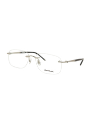 Mont Blanc Rimless Rectangular Silver Eyewear Frames For Men, Mirrored Clear Lens, MB0071O 002, 56/17