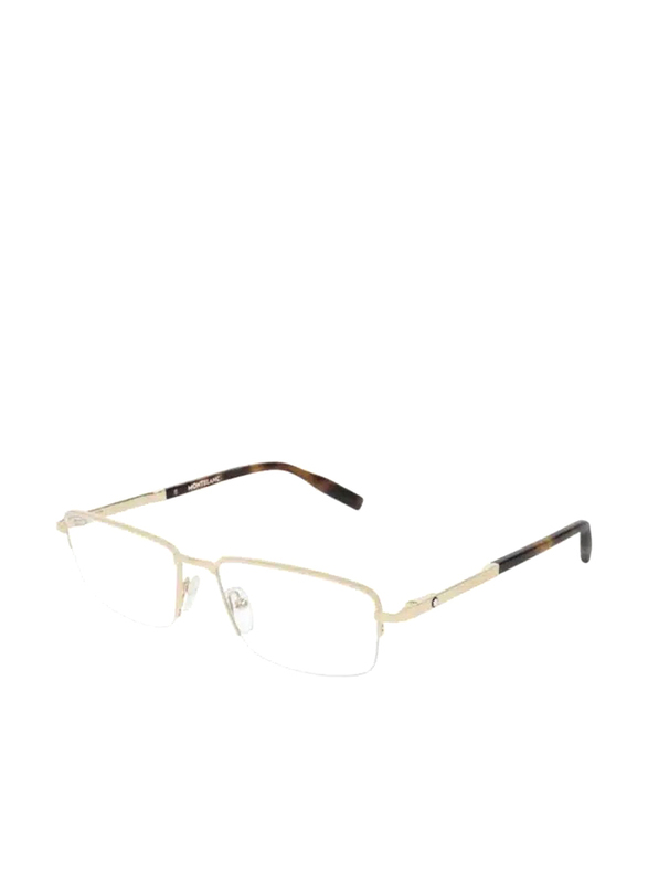 Mont Blanc Half-Rim Rectangular Beige Eyewear Frames For Men, Mirrored Clear Lens, MB0020O 006