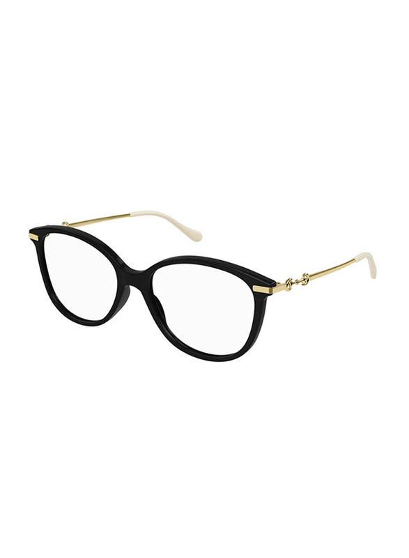 Gucci Full-Rim Cat Eye Black/Gold Eyeglasses for Women, Clear Lens, GG0967O 001 53, 53/16/140