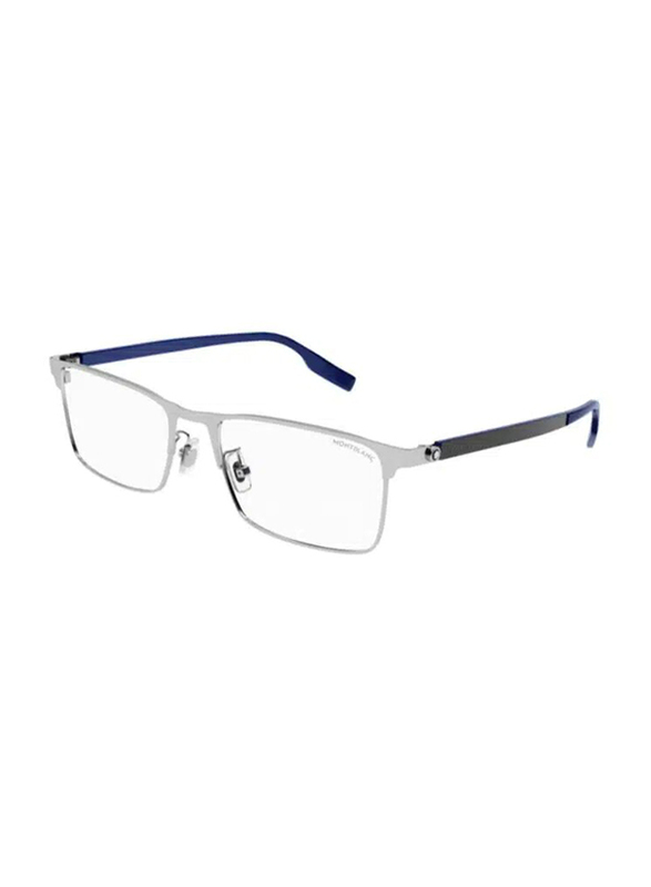 Mont Blanc Full-Rim Rectangular Blue Eyewear Frames For Men, Mirrored Clear Lens, MB0187O 002