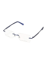 Ermenegildo Zegna Rimless Rectangular Blue Eyeglass Frame for Men, Transparent Lens, EZ5026 013, 56/17/144