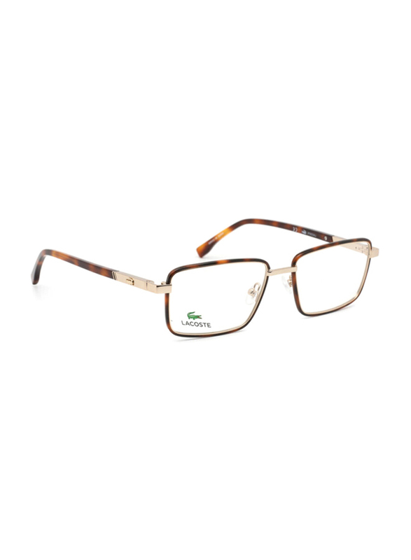 Lacoste Full-Rim Rectangular Matte Gold Sunglasses for Men, Transparent Lens, L2278 710, 54/18/145
