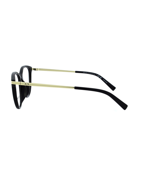 Armani Exchange Full-Rim Cat Eye Shiny Black Frame For Women, 0AX3078F 8158, 53/17/140
