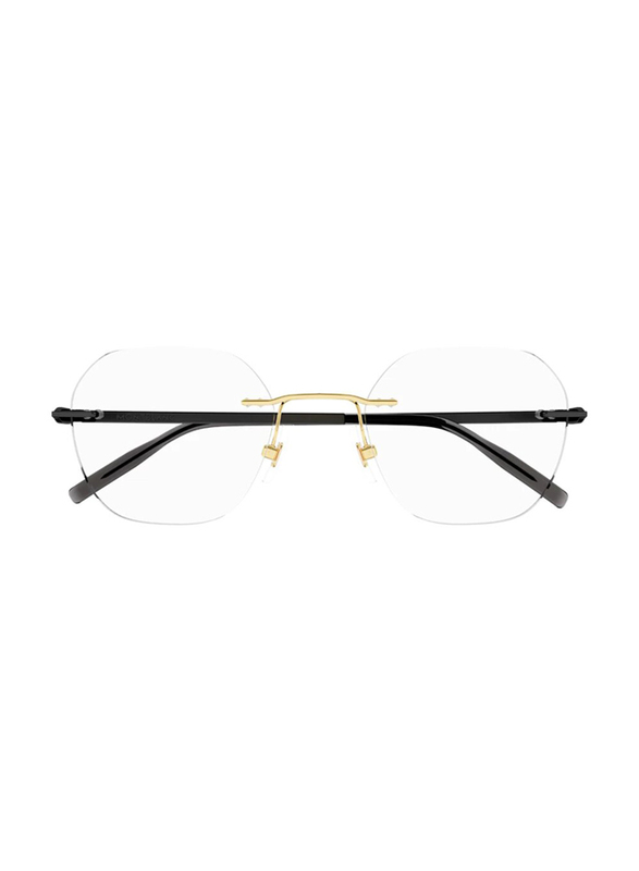 Mont Blanc Rimless Geometric Black Eyewear Frames For Men, Mirrored Clear Lens, MB0282O-006
