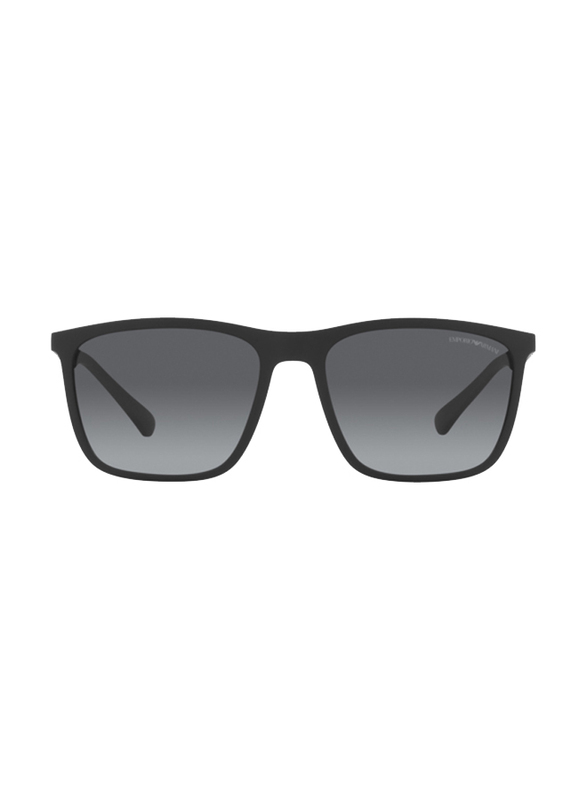 Emporio Armani Full-Rim Rectangle Black Sunglasses for Men, Grey Lens, EA4150 5001T3, 59/18/145