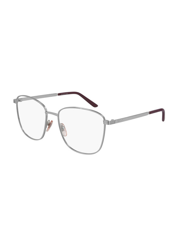 Gucci Full-Rim Square Silver Eyeglasses for Men, Clear Lens, GG0804O 002 54, 54/17/145