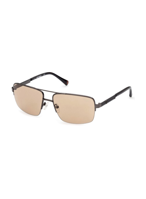 Harley Davidson Half-Rim Navigator Shiny Gunmetal Sunglasses for Men, Brown Lens, HD0953X 08E, 59/16/140