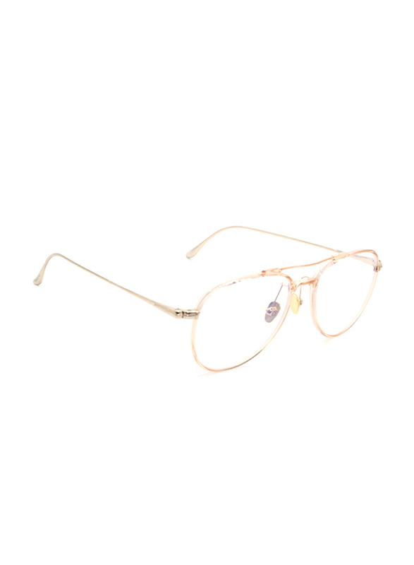 Tom Ford Full-Rim Pilot Gold Eyeglasses for Men, Transparent Lens, FT5666-B 074, 52/17/145