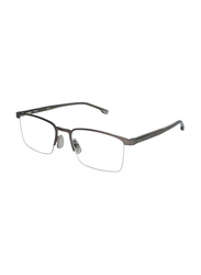 Hugo Boss Full-Rim Square Grey Eyeglass Frames for Men, Transparent Lens, BO1088 0R80 00, 56/19/145