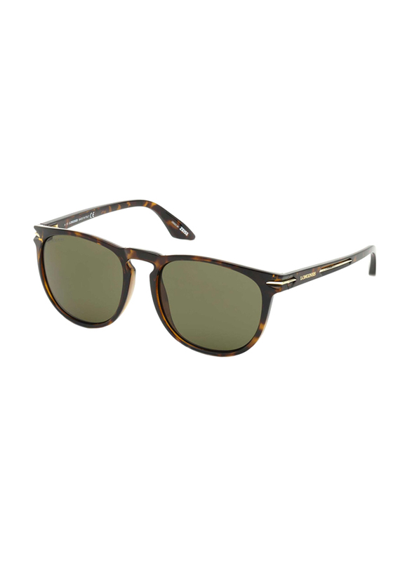 Longines Full-Rim Round Havana Sunglasses For Men, Green Lens, LG0006 H 52N, 57/19/140