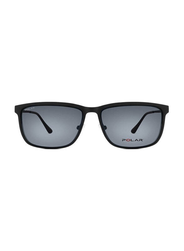 Polar Full-Rim Square Matte Black Clip On Frame for Men, Grey Lens, 516 76, 56/16/143