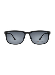 Polar Full-Rim Square Matte Black Clip On Frame for Men, Grey Lens, 516 76, 56/16/143