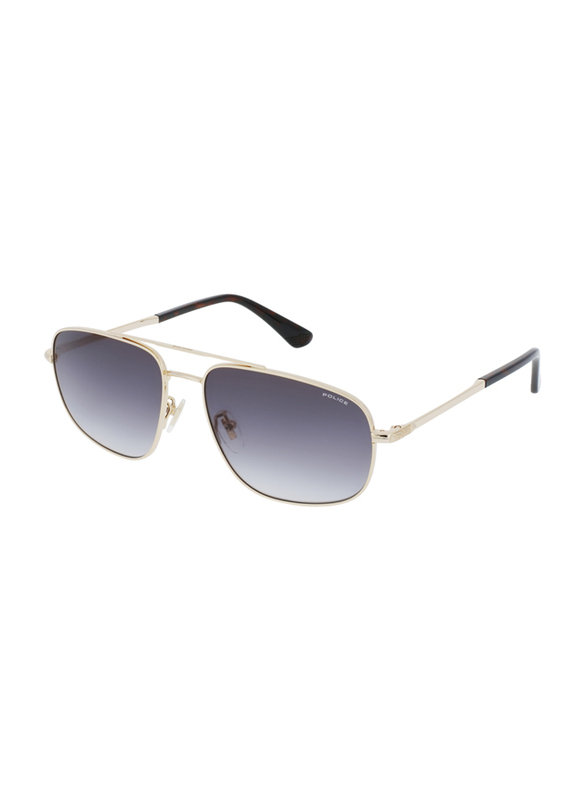 Police Roadie 2 Full-Rim Aviator Shiny Total Rose Gold Sunglasses for Men, Smoke Gradient Lens, SPLE04 0300, 58/16/145