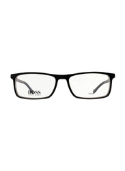 Hugo Boss Full-Rim Rectangle Black Eyewear Frames For Men, Mirrored Clear Lens, 0765 0QHI 00