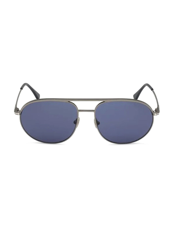 Tom Ford Full-Rim Pilot Gunmetal Sunglasses for Men, Mirrored Blue Lens, FT0772 13V, 59/17/140