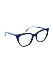 Police Full-Rim Cat Eye Shiny Blue Eyeglass Frames for Women, Transparent Lens, VPLC26 5409GU