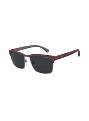 Emporio Armani Full-Rim Square Red Sunglasses for Men, Black Lens, EA2087 30, 56/18/142