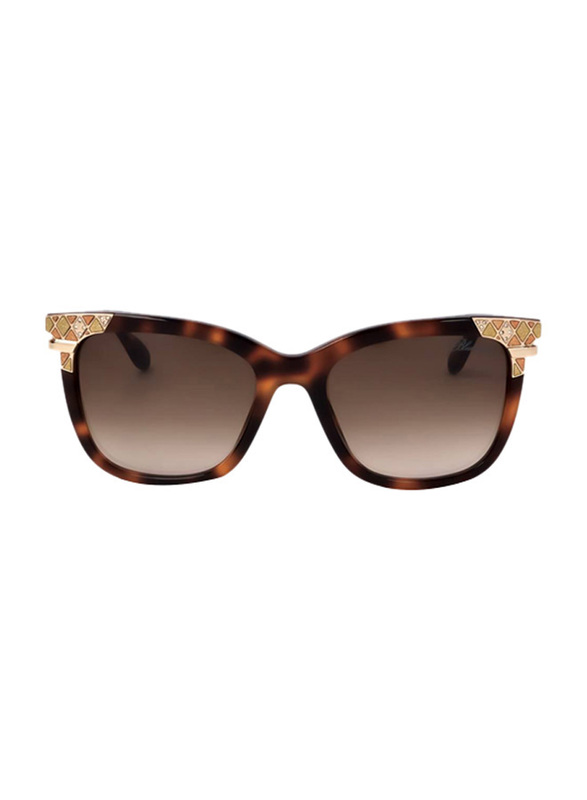 Blumarine Full-Rim Square Tortoise Sunglasses for Women, Brown Lens, SBM164S 09AJ, 54/18/140