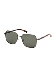 Guess Polarized Full-Rim Square Dark Nickel Grey Sunglasses For Men, Dark Grey Lens, GU00051 07N, 57/16/140