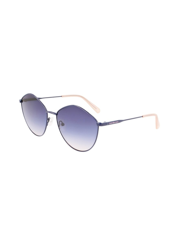 Calvin Klein Jeans Full-Rim Round Navy Blue Sunglasses for Women, Blue Gradient Lens, CKJ22202S 405 61, 61/17/140