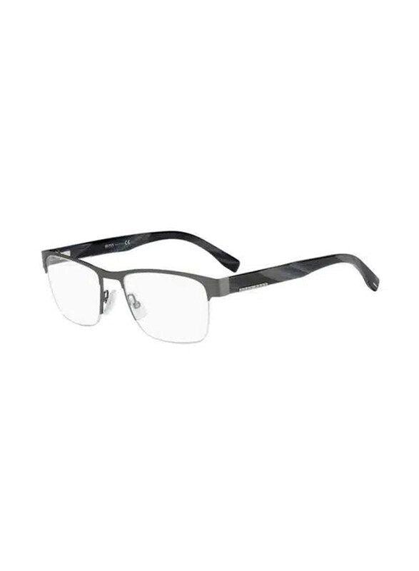 

Hugo Boss Half-Rim Rectangle Black Eyewear Frames For Men, Mirrored Clear Lens, 0683 03XQ 00