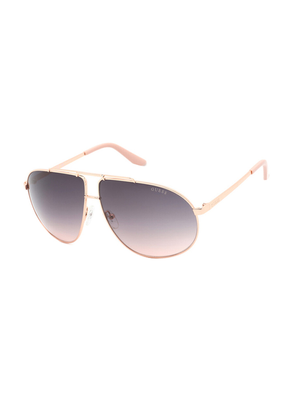 Guess Full-Rim Pilot Shiny Rose Gold Sunglasses Unisex, Gradient Smoke Lens, GU5208 28B, 64/10/135