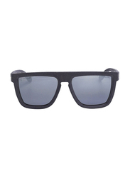 Police Polarized Full-Rim Rectangle Black Sunglasses For Men, Grey Lens, SPLE39 4GTX