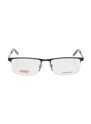 Hugo Half-Rim Rectangle Black Eyewear Frames For Men, Mirrored Clear Lens, HG1117 0FLL 00