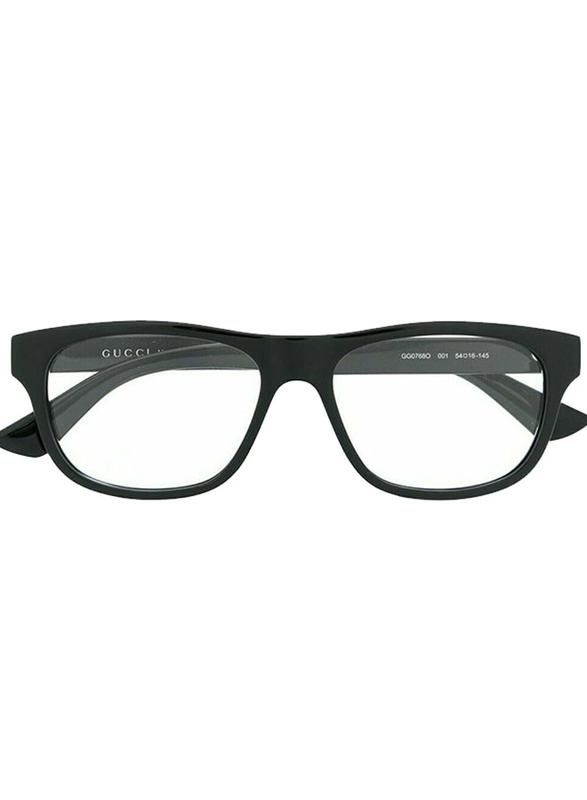 Gucci Full-Rim Rectangular Black Eyeglasses Frame for Men, Transparent Lens, GG0768O 001, 54/16/145
