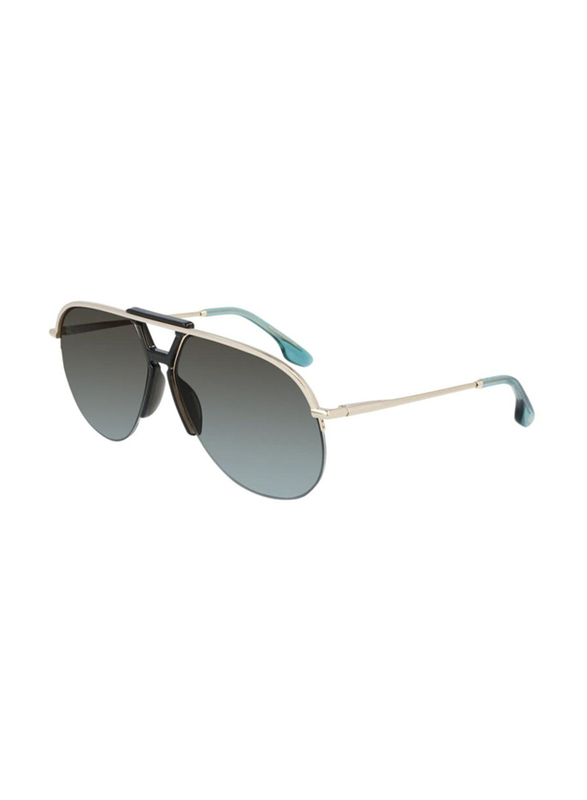 Victoria Beckham Full-Rim Pilot Gold Sunglasses for Women, Dark Green Lens, VB222S 704, 65/14/140