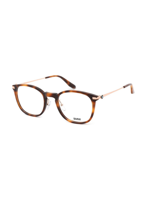 BMW Full-Rim Oval Dark Tortoise Eyewear Frames For Men, Mirrored Clear Lens, BW5021 052, 52/22/145