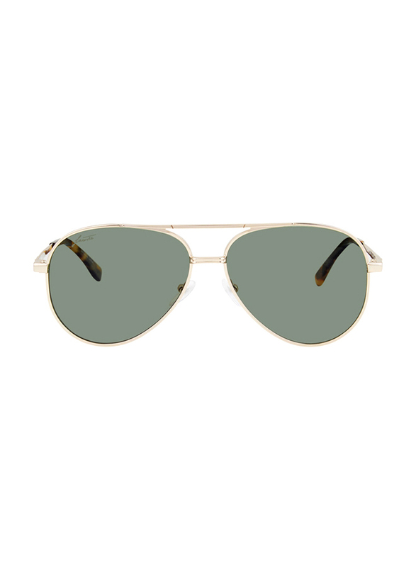 Lacoste Full-Rim Gold Pilot Sunglasses for Men, Polarized Green Lens, L233SP 714, 60/16/140