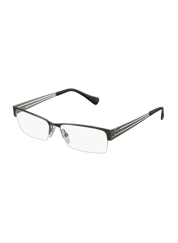 Police Incisive Half-Rim Rectangle Brushed Gun Grey Eyeglass Frames for Men, VPL137 08KT, 55/16/140