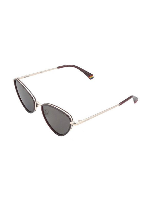 Polaroid Polarized Full-Rim Cat Eye Burgundy Sunglasses for Women, Grey Gradient Lens, PLD6148/S/X LHF55M9, 55/18/145