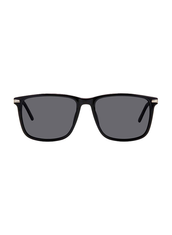 Chesterfield Polarized Full-Rim Rectangle Black Sunglasses for Men, Grey Lens, CH10/S0807M9, 57/17/150
