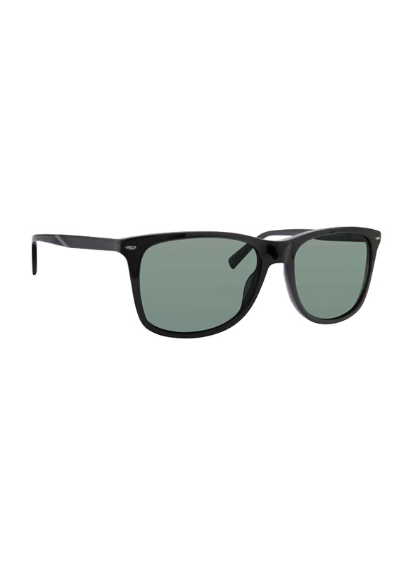 Banana Republic Polarized Full-Rim Square Black Sunglasses For Men, Green Lens, BR1002/S