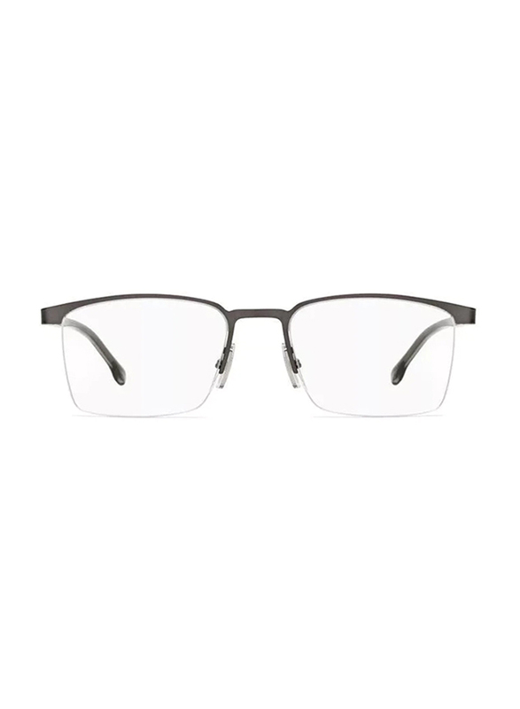 Hugo Boss Full-Rim Square Grey Eyeglass Frames for Men, Transparent Lens, BO1088 0R80 00, 56/19/145