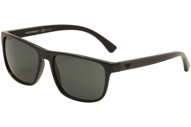 

Emporio Armani Full-Rim Rectangular Black Sunglasses for Men, Grey Lens, EA4087F 501787, 59/17/145