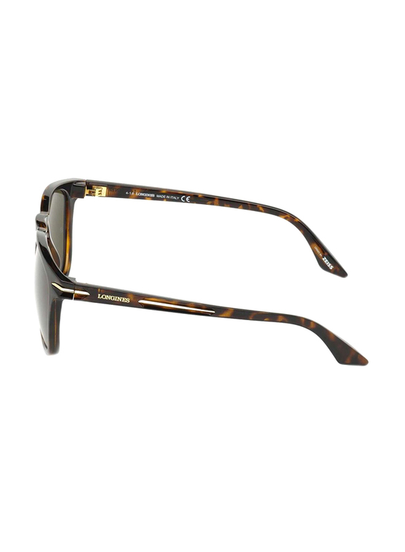 Longines Full-Rim Round Havana Sunglasses For Men, Green Lens, LG0006 H 52N, 57/19/140