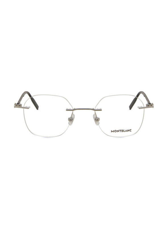 

Mont Blanc Rimless Oval Shiny Silver Eyewear Frames For Men, Mirrored Clear Lens, MB0223O 001, 50/21/145