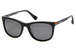 Kenneth Cole New York Polaraized Full-Rim Square Shiny Black Sunglasses Unisex, Smoke Lens, KC7239 01D, 52/18/145