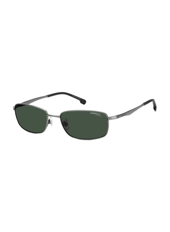 Carrera Full-Rim Rectangle Matte Ruthenium Sunglasses for Men, Green Lens, CA8043/S R8056QT, 56/18/145