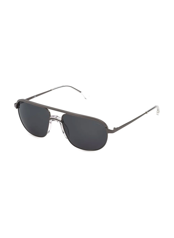 Lozza Full-Rim Pilot Shiny Gunmetal Sunglasses Unisex, Smoke Lens, SL2392 58568P, 58/17/145