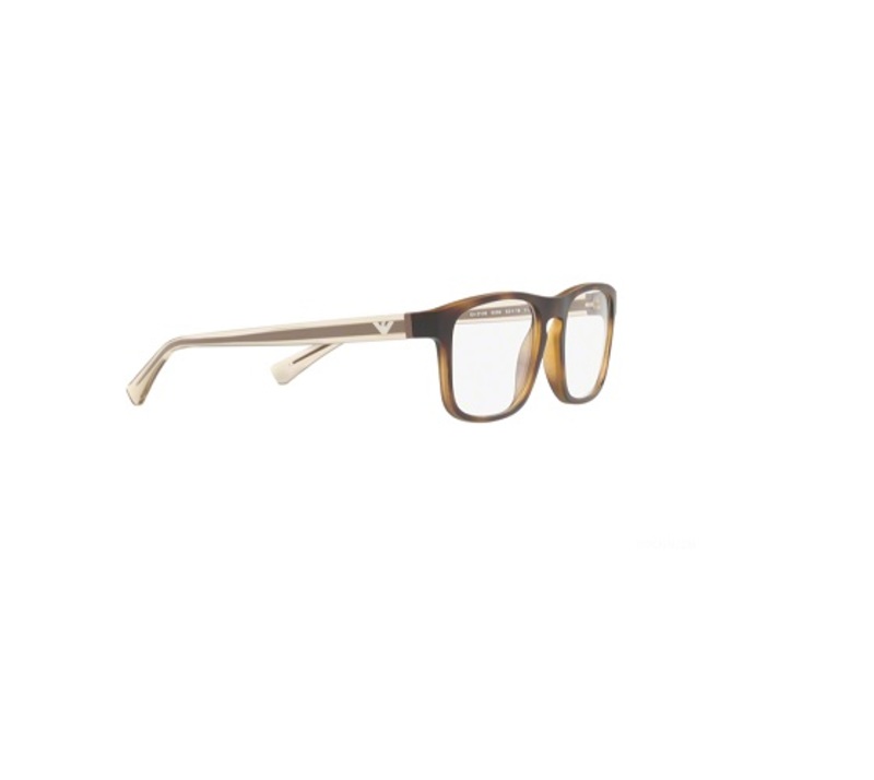 Emporio Armani Full-Rim Rectangular Matte Havana Eyeglass Frames for Men, Clear Lens, 0EA3106 5089 53.19, 53/19/140