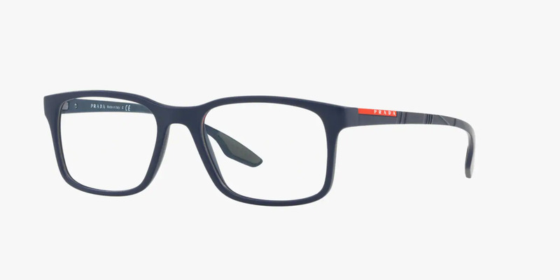Prada Full-Rim Square Matte Blue Sport Eyeglasses Frames for Men, Clear Lens, PS01LV TWY1O1, 54/18/145