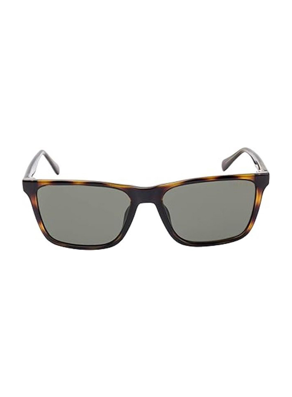 Guess Full-Rim Square Dark Havana Sunglasses for Men, Green Lens, GU6935 52N