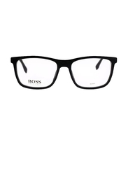 Hugo Boss Full-Rim Rectangle Black Eyewear Frames For Men, Mirrored Clear Lens, 0733 0KD1 00