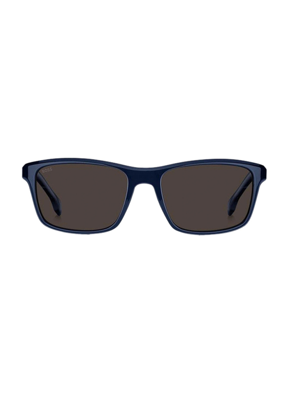 Hugo Boss Full-Rim Square Blue Sunglasses for Men, Black Lens, BO1374/S PJP5570