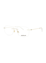 Mont Blanc Rimless Square Gold Eyewear Frames For Men, Mirrored Clear Lens, MB0075O 002, 56/16/145